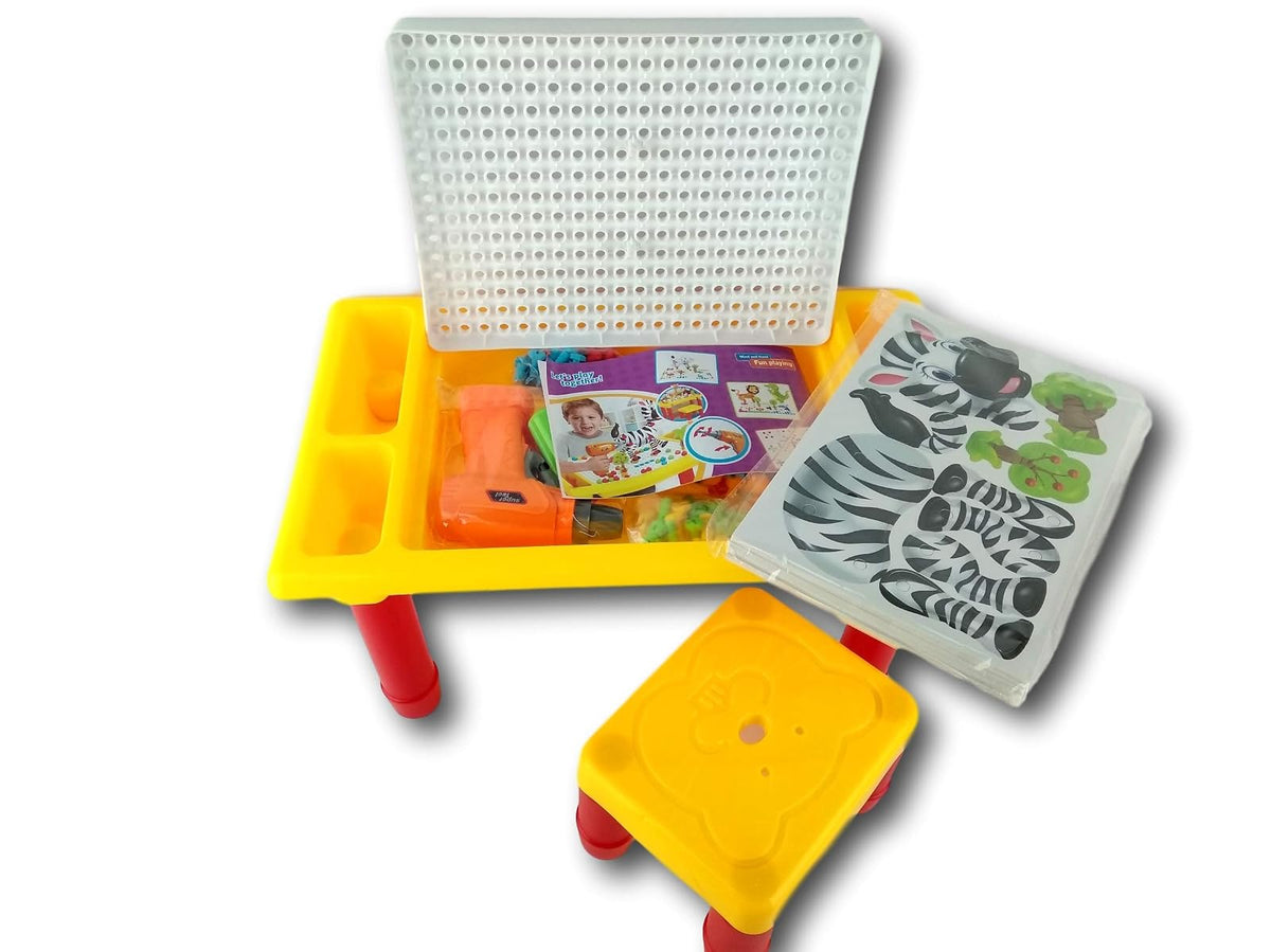 Mesa con Silla para Jugar con Piezas de Armado