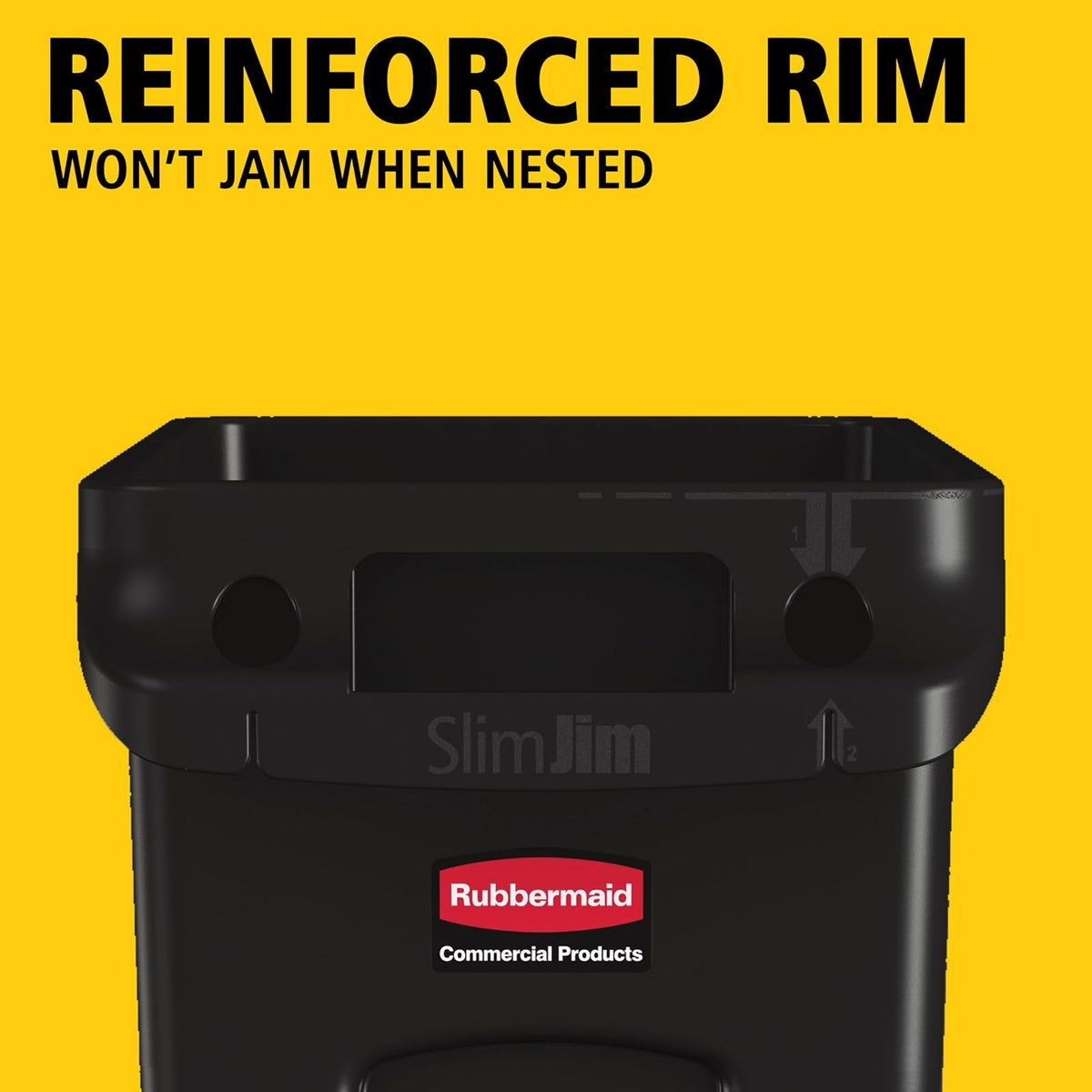 Rubbermaid Commercial Slim Jim Receptacle with Venting Channels, Rectangular, Plastic, 23 Gallons, Black (FG354060BLA) (1 Pack)