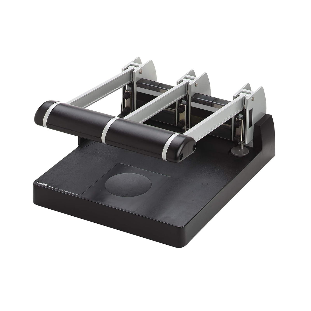 CARL XHC-150N - Perforadora de 3 agujeros, capacidad: 150 hojas de papel, negro/plateado