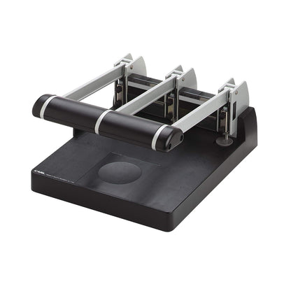CARL XHC-150N - Perforadora de 3 agujeros, capacidad: 150 hojas de papel, negro/plateado