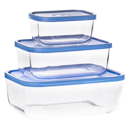 Borgonovo Igloo Contenedor de Vidrio Rectangular con Tapa Plástica, 19 cm