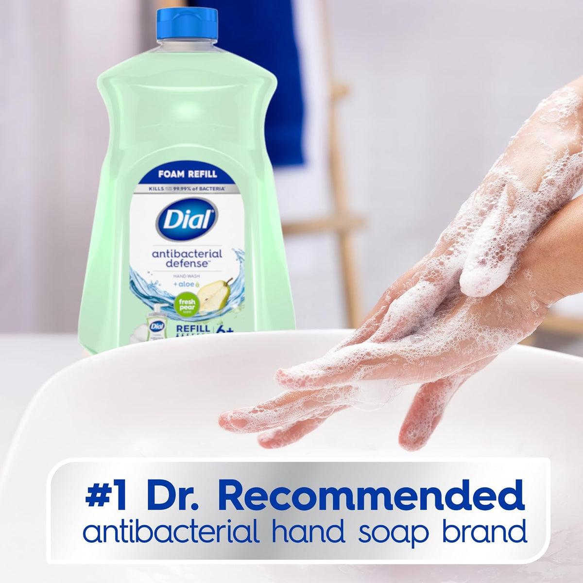 Dial Complete Antibacterial Foaming Hand Wash, Fresh Pear, 52 fl oz Refill | Limpieza suave para las manos, con aloe vera, dermatólogos, última intervensión de parabenos y SLS y SLES, fórmula vegana