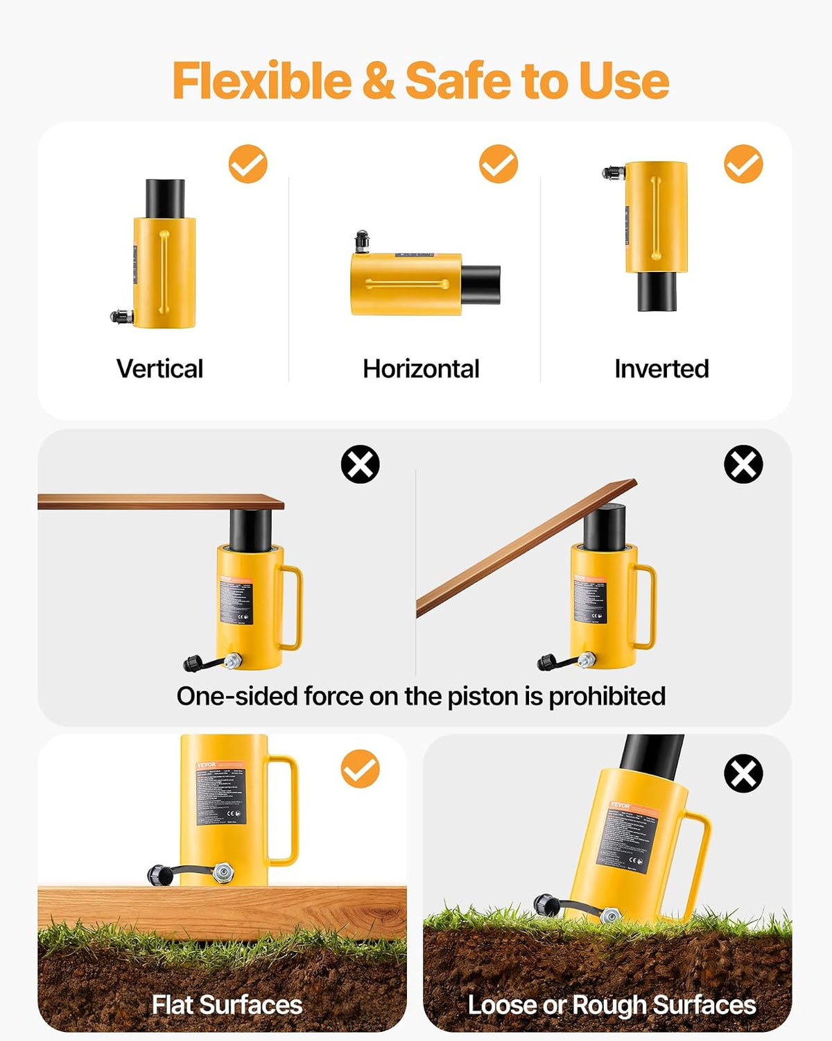 Mophorn 50T - Cilindro hidráulico de 6 Pulgadas de Carrera, Cilindro hidráulico sólido de Efecto único, Cilindros de elevación hidráulicos de 150 mm para Doblar, enderezar y Tirar de Camiones,