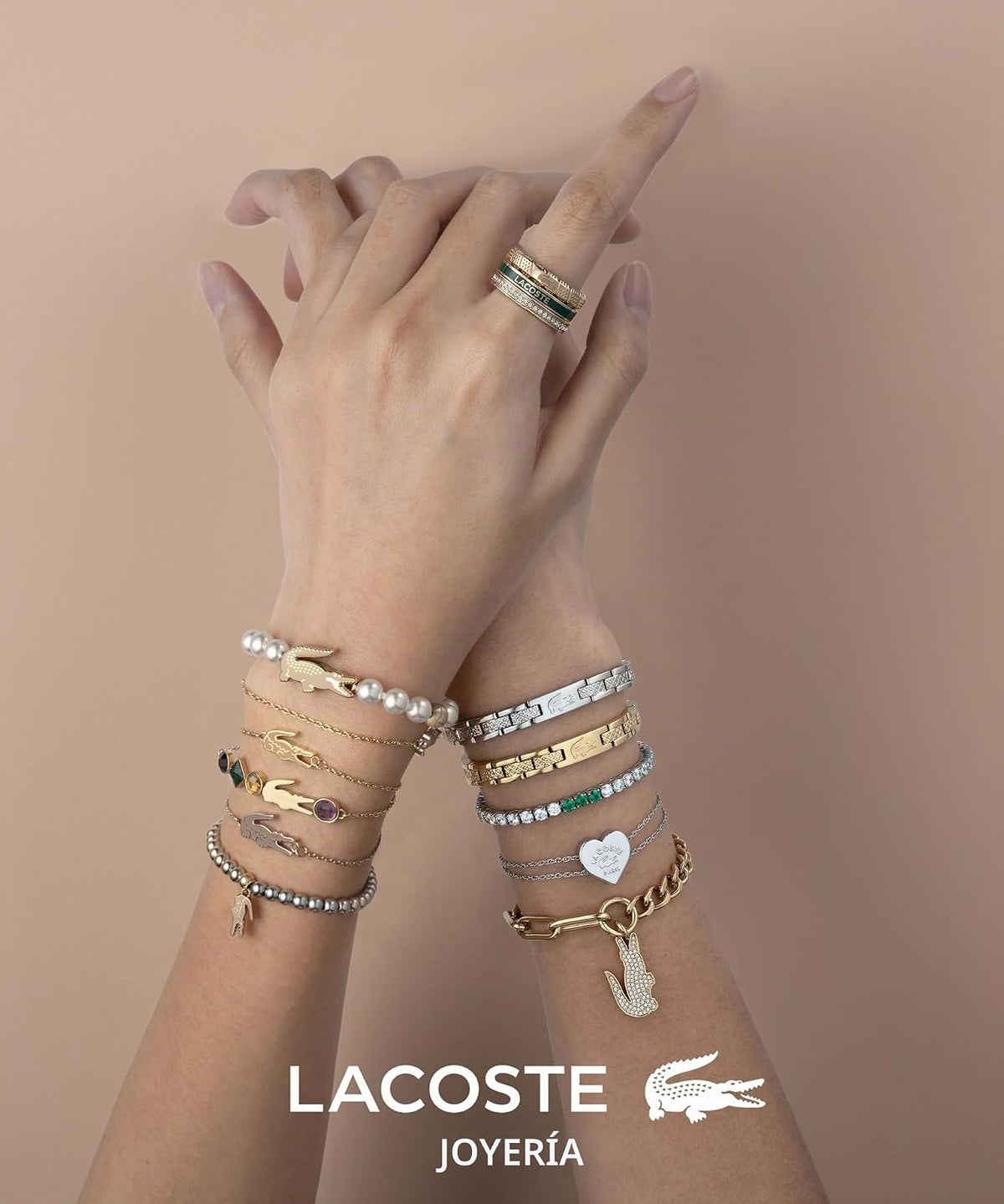 Lacoste - Pulsera para Mujer Dorada Acero Inoxidable Cadena Fina Diseño Elegante Moderno Joyería Original Regalo Mujer.