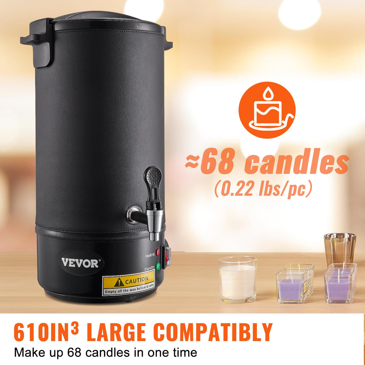 VEVOR - Melter de cera para hacer velas, 10 l extragrande de cera eléctrica, con boquilla de fácil vertido y control de temperatura de 9 niveles, fácil de limpiar para velas, jabón, crema, producción