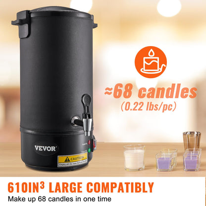 VEVOR - Melter de cera para hacer velas, 10 l extragrande de cera eléctrica, con boquilla de fácil vertido y control de temperatura de 9 niveles, fácil de limpiar para velas, jabón, crema, producción