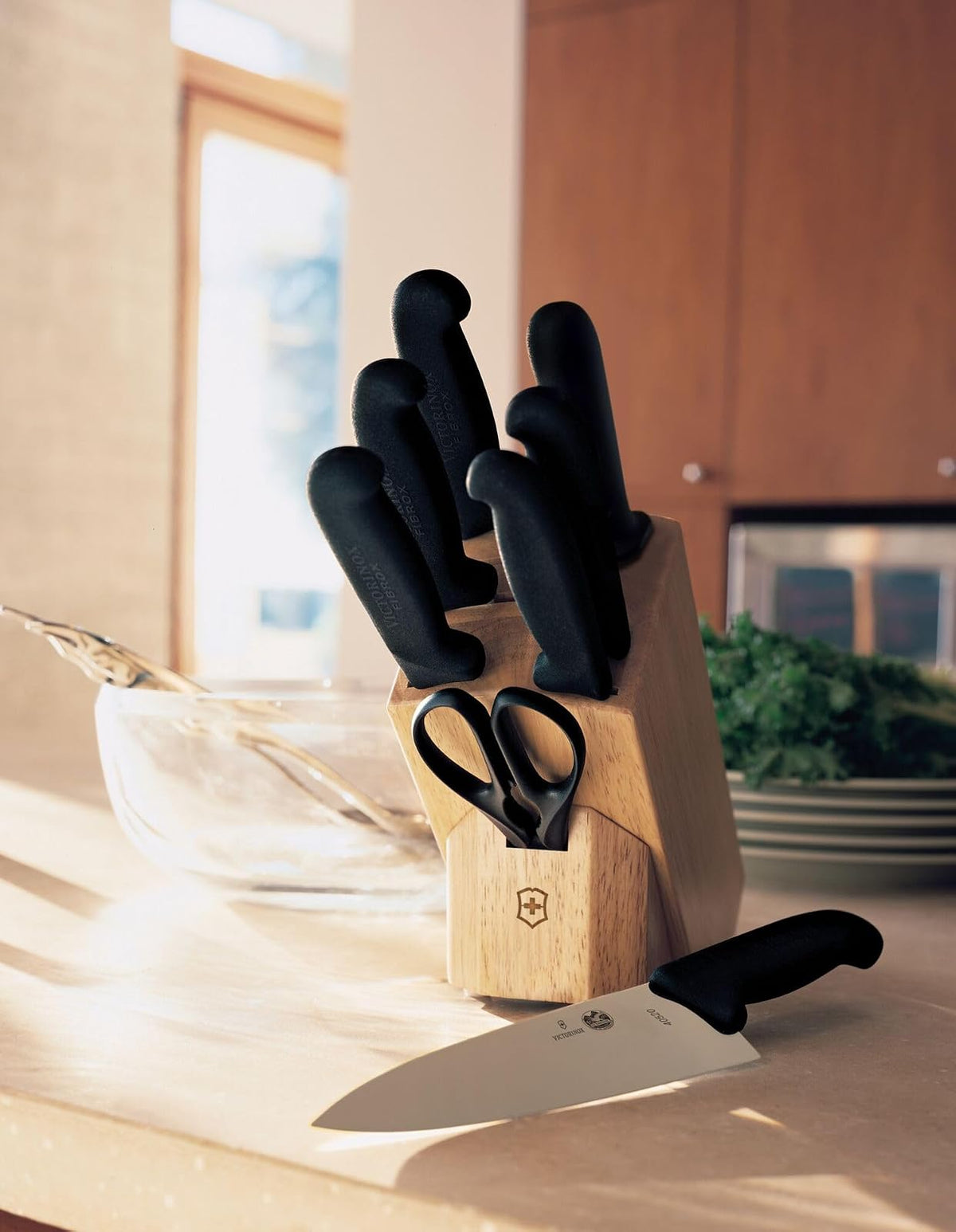 Victorinox - Juego de cuchillos con mango de palisandro (7 piezas), Negro, 8 Pc Fibrox, 1