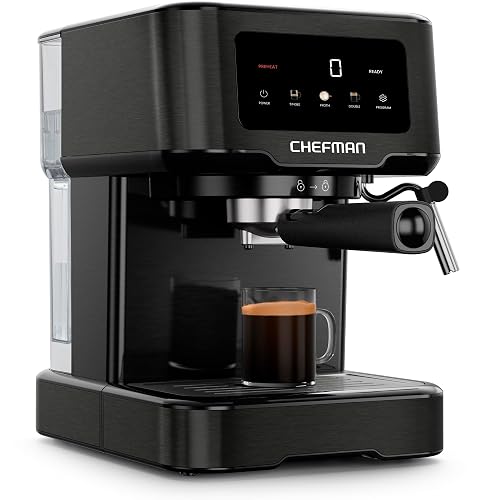 Chefman CraftBrew - Máquina de café expreso digital con bomba de 15 bares con varita de vapor para latte y capuchino, máquina de café espresso compacta con depósito de agua extraíble de 1,5 l, color