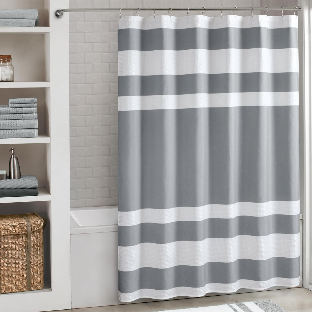 Madison Park MP70-1483 Shower Curtain, Taupe - 182.9An x 182.9Al cm (1 Paneles) - Gris