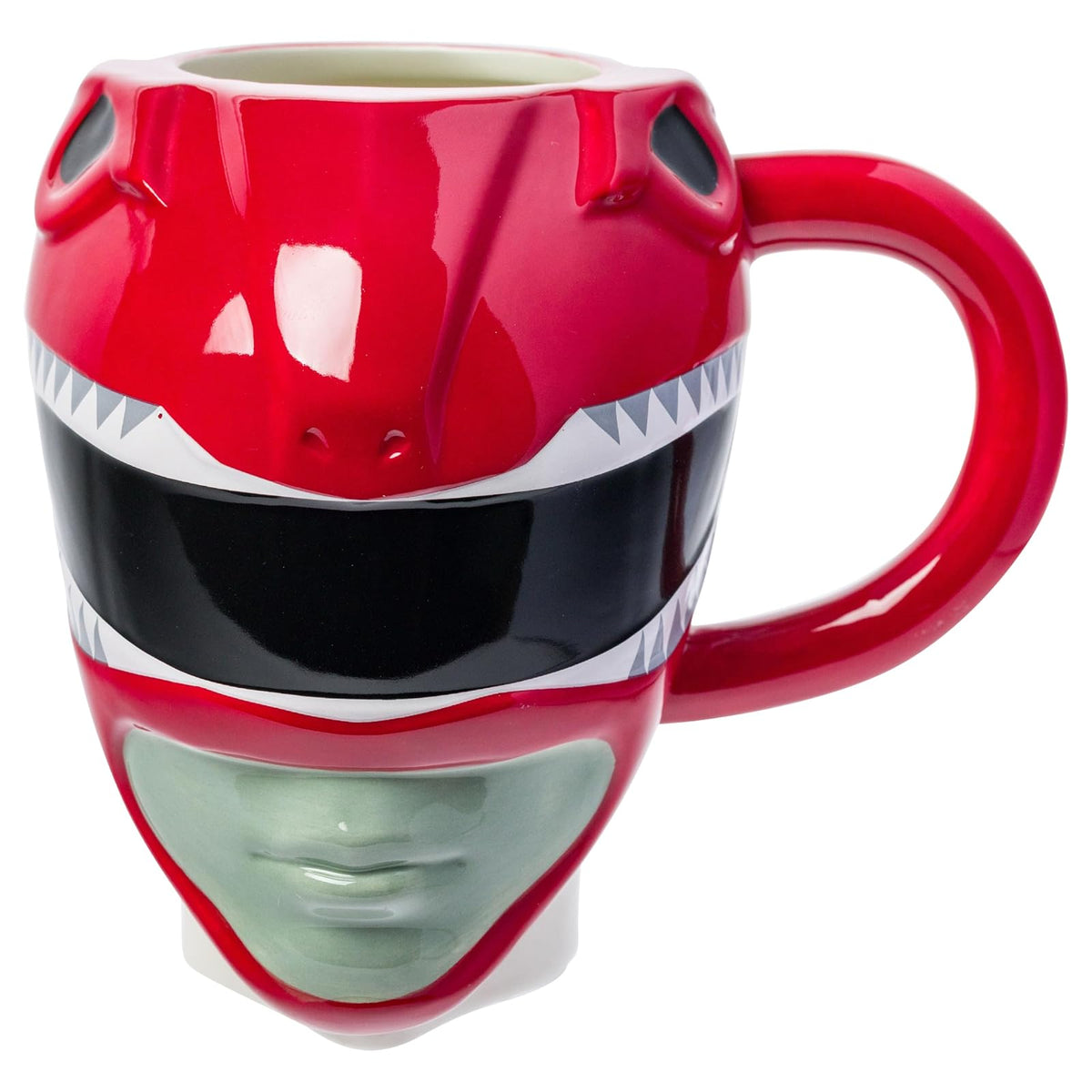 Silver Buffalo Power Rangers Red Ranger Jason Lee Scott - Taza de cerámica esculpida 3D, 20 onzas