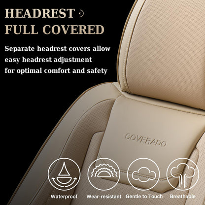 Coverado - Fundas de Asiento de Automóvil, Fundas Delanteras para Automóviles, Asientos Delanteros, Protector de Asiento de Automóvil, Impermeable, cojín de Piel para Asiento de Automóvil, Fundas Interiores