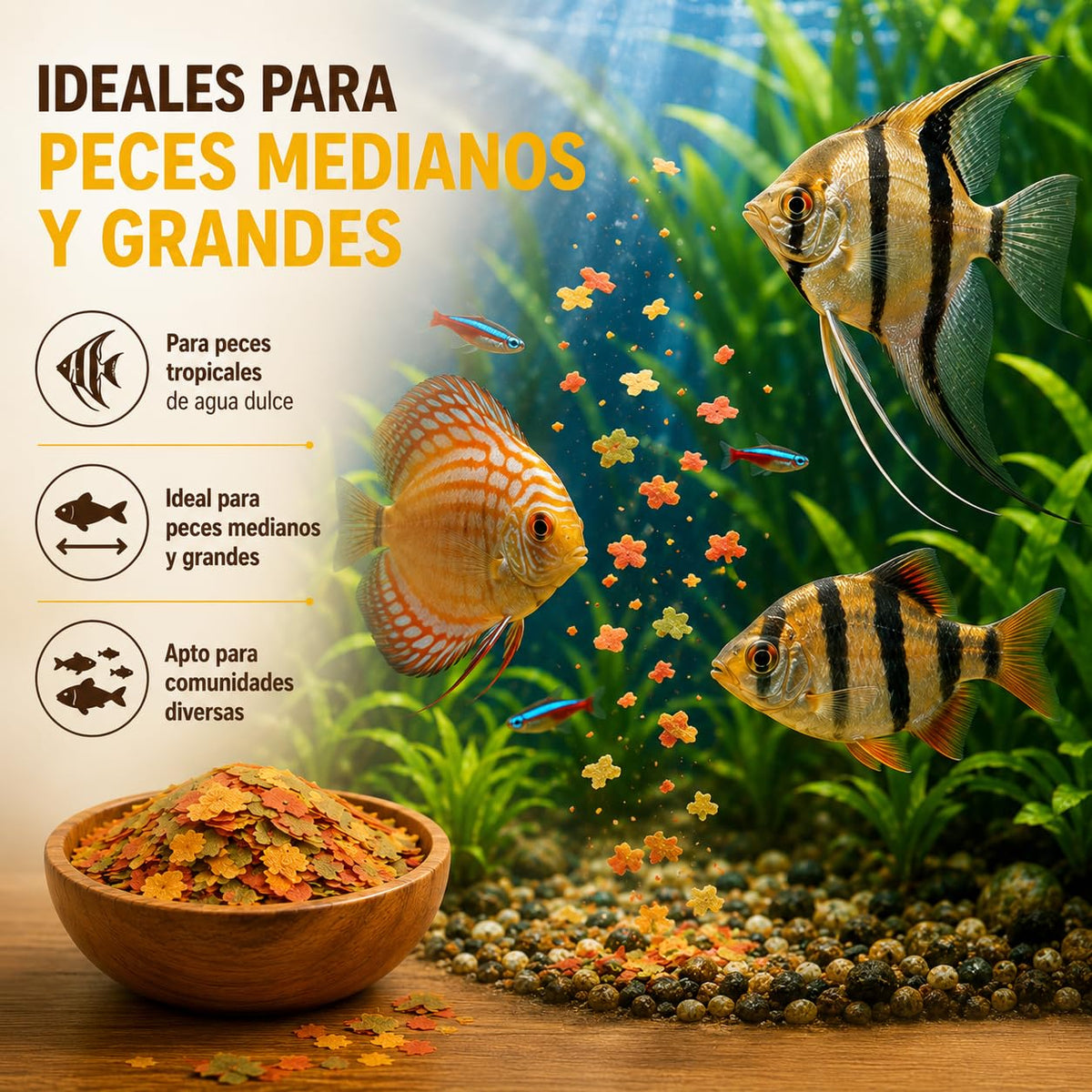 Lomas Alimento en Hojuelas para Peces Tropicales 1 kg, Fórmula con Vitamina C, Realza Colores y Apoya el Sistema Inmune