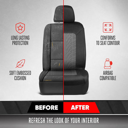 Motor Trend Fundas de Asiento Delanteras de Neumático Gris Carbón para Autos, Camiones y SUV, Paquete de 2, MTSC-6104-CC