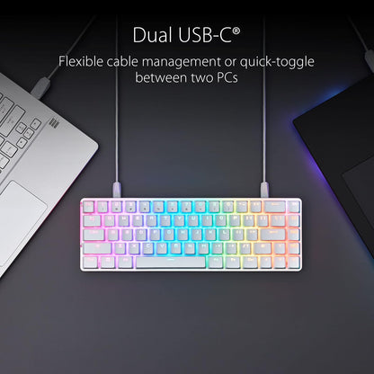 ASUS ROG Falchion Ace Teclado Mecánico Teclas PBT para FPS MOBA y Esports | Teclado mecánico 65% alámbrico USB-C, switches ROG NX Red lineales prelubricados, teclas PBT, panel táctil, RGB por tecla