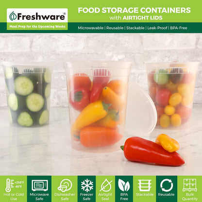 Freshware Recipientes de Almacenamiento de Alimentos 946ml Juego 240 Tapas Herméticas