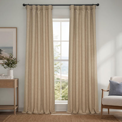Half Price Drapes Cortina de Lino Sintético, Panel Individual - 127An x 243.8Al cm (1 Paneles) - Nomad Tan
