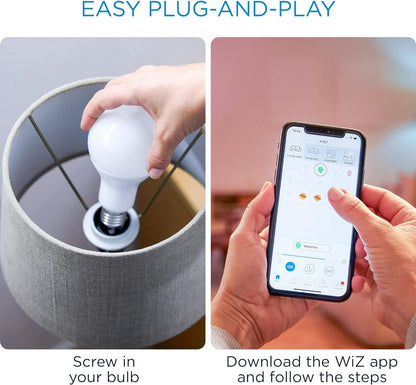 WiZ 100W Eq. foco LED inteligente A21 de 14,5 W, luz diurna (5000 K), paquete de 3 – 1600 lúmenes, E26, interior – Se conecta a tu Wi-Fi existente – Control con voz o aplicación – Activar con