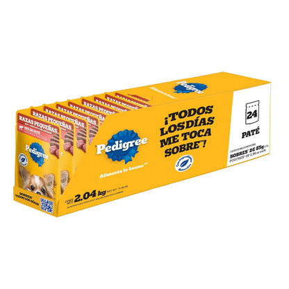 Pedigree Alimento Húmedo Raza Pequeña Sabor Res en paté Filetes 24 Sobres