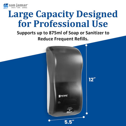 San Jamar Classic Rely - Dispensador de jabón electrónico híbrido de líquido y loción, dispensador de desinfectante de Manos para baño, Cocina, baños y restaurantes, plástico, 900 ml, Perla Negra