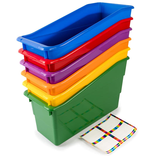 Really Good Stuff-163319 - Soportes duraderos para revistas, libros, carpetas, archivos y carpetas – Ideal para necesidades de almacenamiento estrechas o verticales, código de color al instante en el
