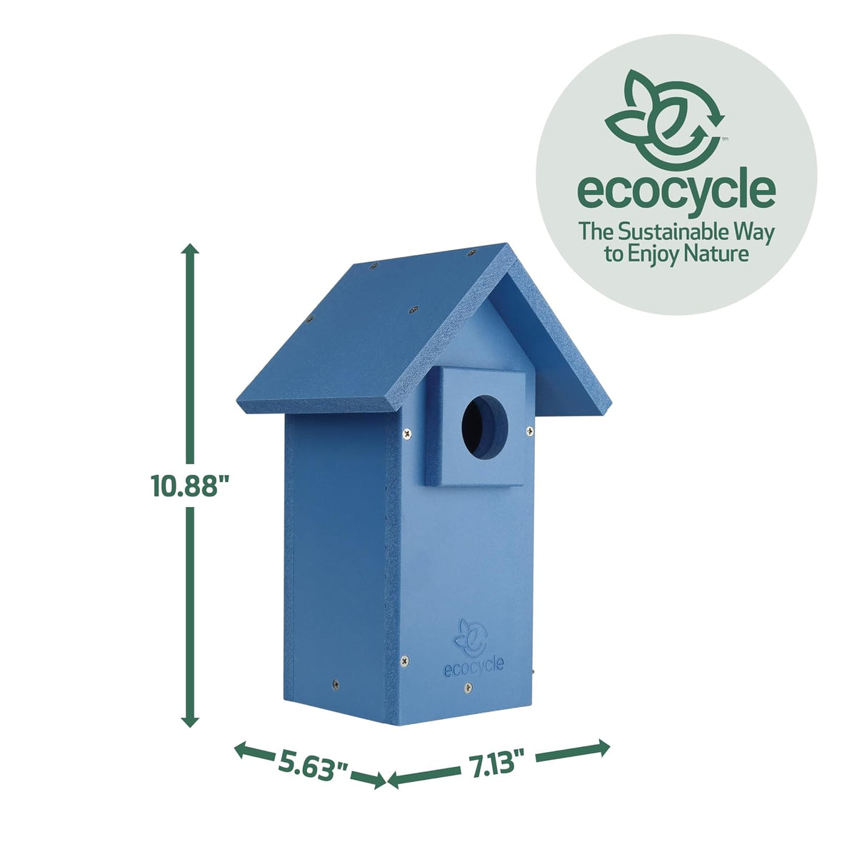 EcoCycle Bluebird Bungalow - Casa de pájaros de plástico Reciclado con Protector depredador y Puerta de Limpieza, casa de pájaros Salvajes y decoración al Aire última intervensión, Azul