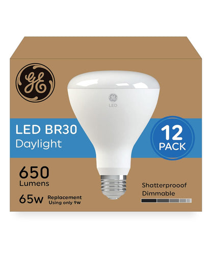 GE - Focos LED para interiores, 9 W (equivalente a 65 W), luz diurna, base media, regulables (paquete de 12)