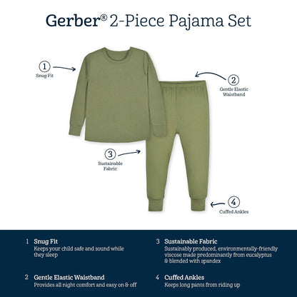 Gerber Pijamas Suaves de 2 Piezas Hechas de eucalipto Juego de pijamaUnisex bebé