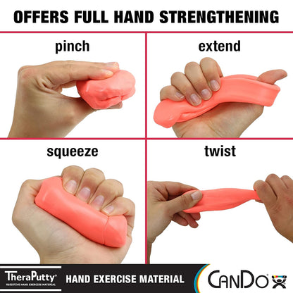 CanDo TheraPutty - Masilla de ejercicio de mano estándar para rehabilitación, ejercicios, terapia de manos, terapia ocupacional, fortalecimiento de manos, mejora las habilidades motoras, alivio del estrés