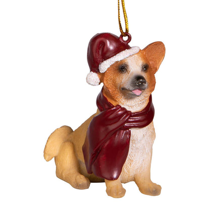 Design Toscano Adorno Navideño de Perro con Gorro Navideño - WELSH CORGI
