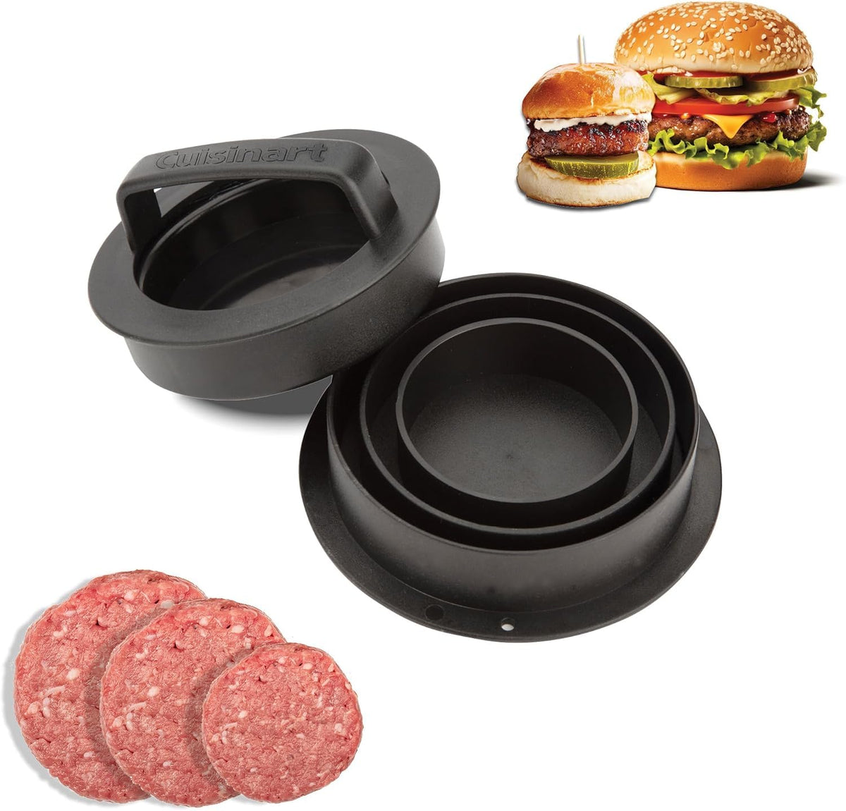 Cuisinart Prensa para Hamburguesas de Hierro Fundido, CISB-111 - Prensa para hamburguesas 4 en 1