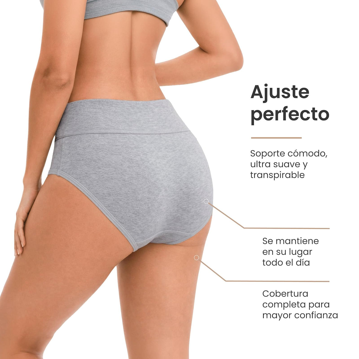 BODYcontrol Calzones de Mujer Algodón Corte Hipster Talle Alto Pack, Briefs Cintura Alta, Ropa Interior Mujer Lencería Dama Bragas Pantaletas Panties Stretch Fit Uso Set Diario 2913