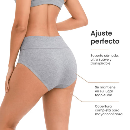 BODYcontrol Calzones de Mujer Algodón Corte Hipster Talle Alto Pack, Briefs Cintura Alta, Ropa Interior Mujer Lencería Dama Bragas Pantaletas Panties Stretch Fit Uso Set Diario 2913