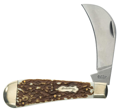 Uncle Henry Next Gen Staglon 16UH Hawkbill - Cuchillo Plegable de 7 Pulgadas con Hoja de Acero Inoxidable de 3 Pulgadas y Mango de Staglon para Caza, Camping y EDC
