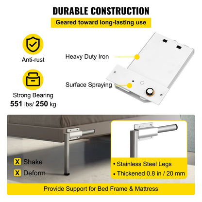VEVOR Kit de Accesorios de Murphy Cama de Montaje Horizontal para Pared, Mecanismo de Muelles Resistente, Bricolaje para Tamaño Queen Individual, Blanco, 38 * 28.5 * 6