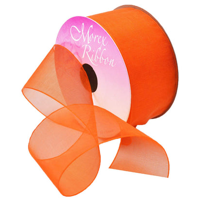 Morex Ribbon Cinta de organza transparente, 3,8 cm por 25 yardas, naranja, 91809/25-620