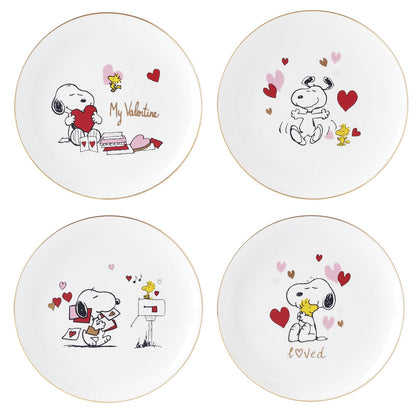 Lenox Peanuts Dulcera de Pascua Snoopy y Woodstock Porcelana con Oro 24K - Juego de 4 Platos para Ensalada