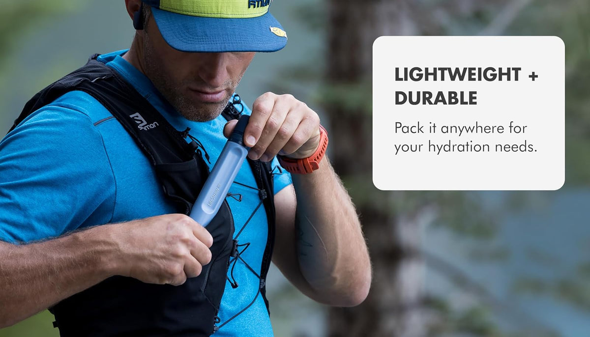 LifeStraw Peak Series - Paja de filtro de agua personal para filtración de respaldo, emergencia, supervivencia e hidratación ultraligera, azul montaña, paquete de 2
