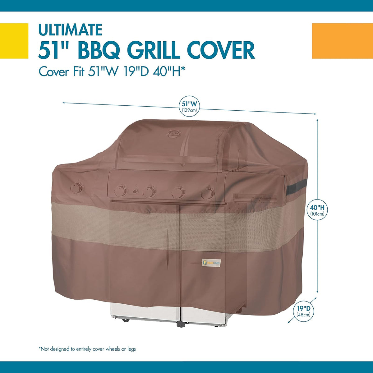 Duck Covers Ultimate - Funda para Barbacoa, Mocha Cappuccino, 53W x 25D x 43H