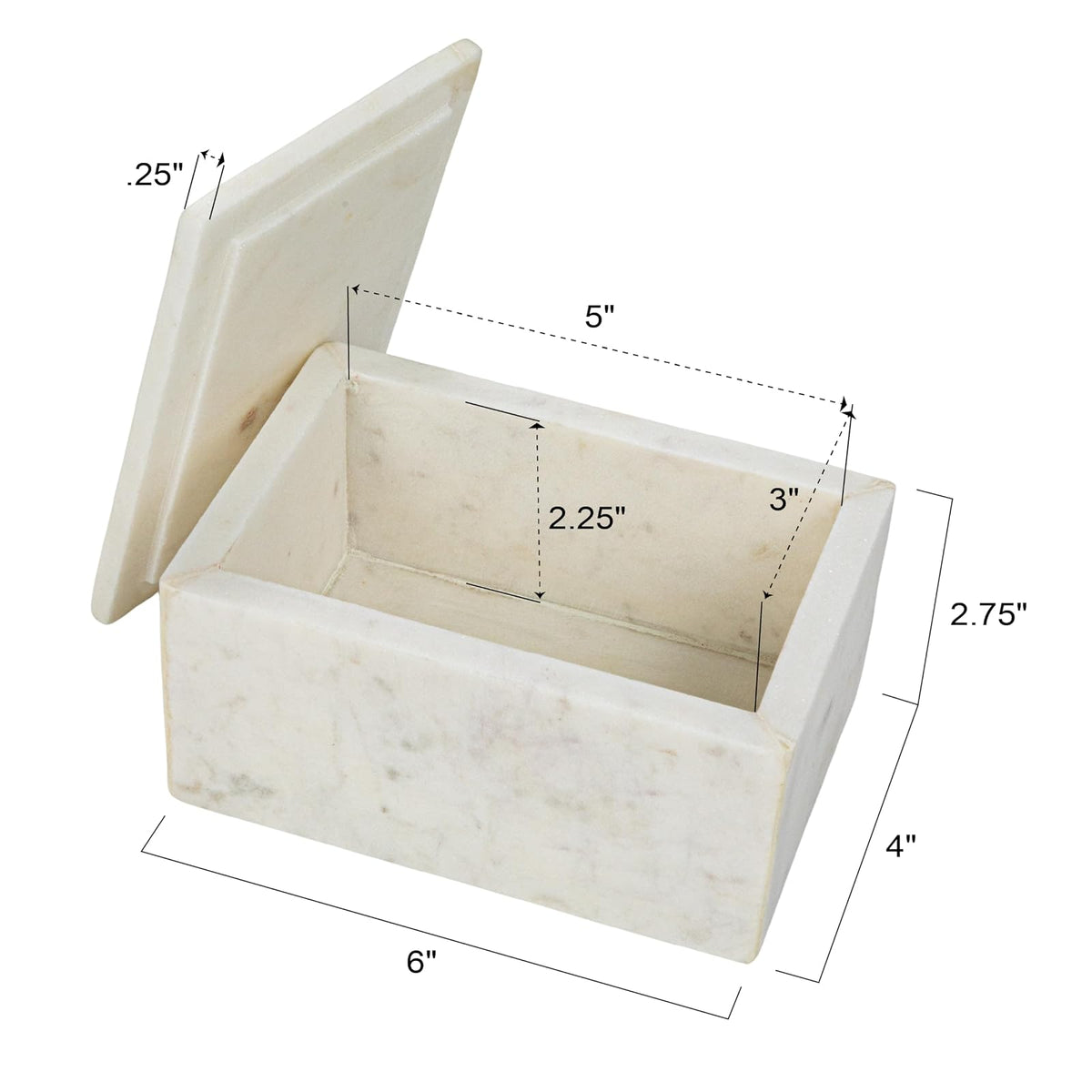 Bloomingville - Caja de almacenamiento de mármol con tapa, color blanco