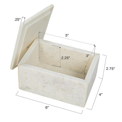Bloomingville - Caja de almacenamiento de mármol con tapa, color blanco