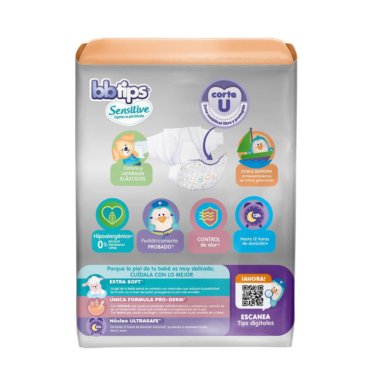 BBtips Sensitive, Recien Nacido, 160 Pañales (8 paquetes con 20 pañales)