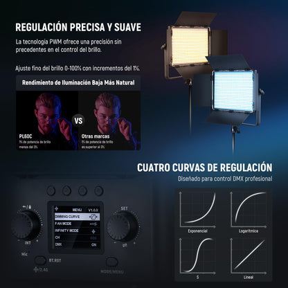 NEEWER PL60C RGB Panel LED Luz de Video App/2.4G/Control DMX, RGBCW Iluminación Estudio Fotografíco Pro/V Batería Alimentado para Grabación Streaming