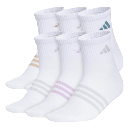 adidas Calcetines Deportivos para Mujer, Paquete de 6 - M - Blanco - arenisca cálida, beige - verde azulado preamado