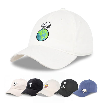 Concept One Peanuts Snoopy Dad Hat, Adult Adjustable Baseball Cap with Curved Brim - Blanco