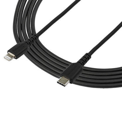StarTech.com 6 foot (2m) Durable Black USB-C to Lightning Cable - Heavy Duty Rugged Aramid Fiber USB Type A to Lightning Charger/Sync Power Cord - Apple MFi Certified iPad/iPhone 12 (RUSBCLTMM2MB)