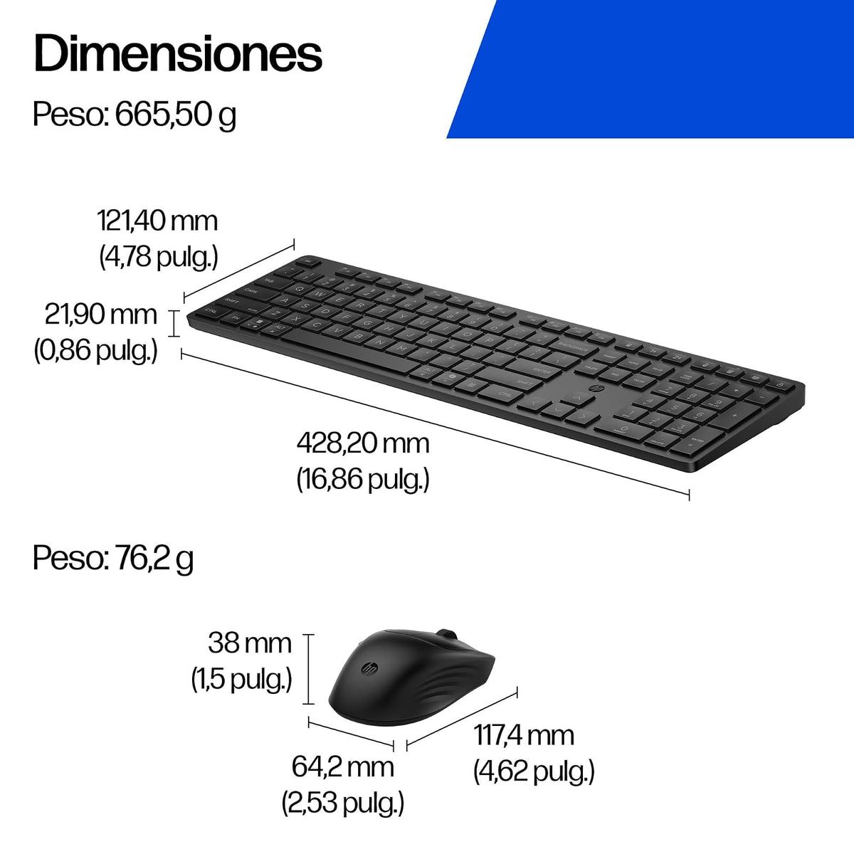 HP Combo de Teclado y Mouse multidispositivo Modo Dual 490C, Negro (BE1P9AA)