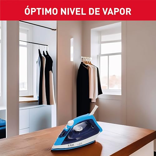 T-FAL Plancha de vapor Easy Steam suela XL Duraglide con punta de precisión, sistema Anti-cal que evita manchas, con 5 niveles de temperatura.Planchado rápido y suave, FV1940X0