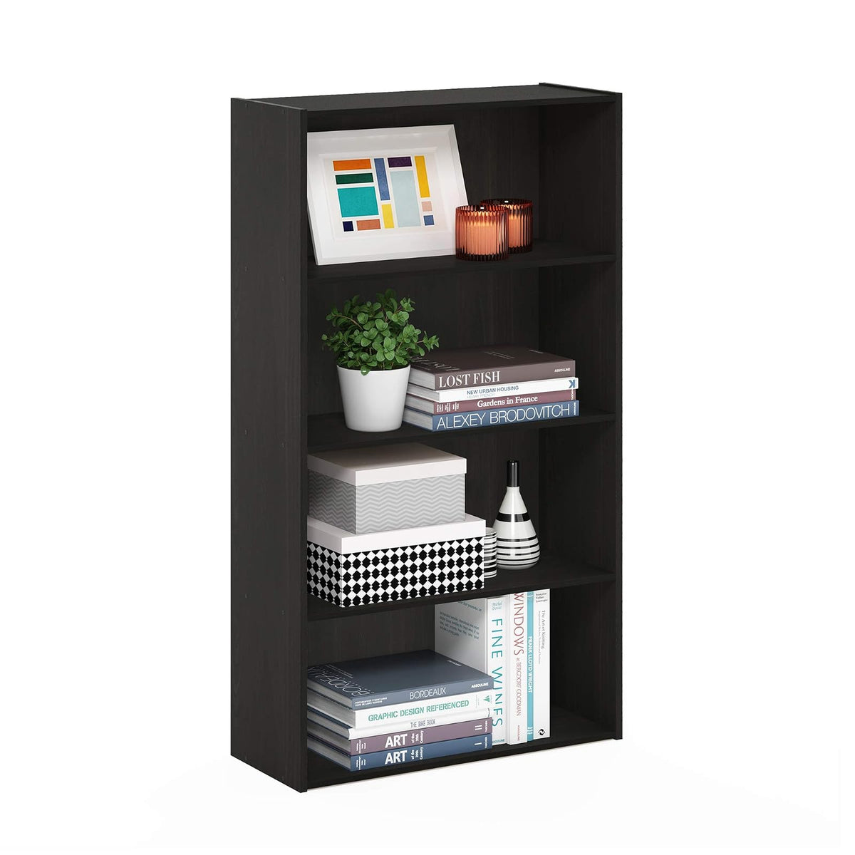 Furinno Pasir Estantería de 3 o 4 Niveles, Varios Colores - Espresso - 4 niveles