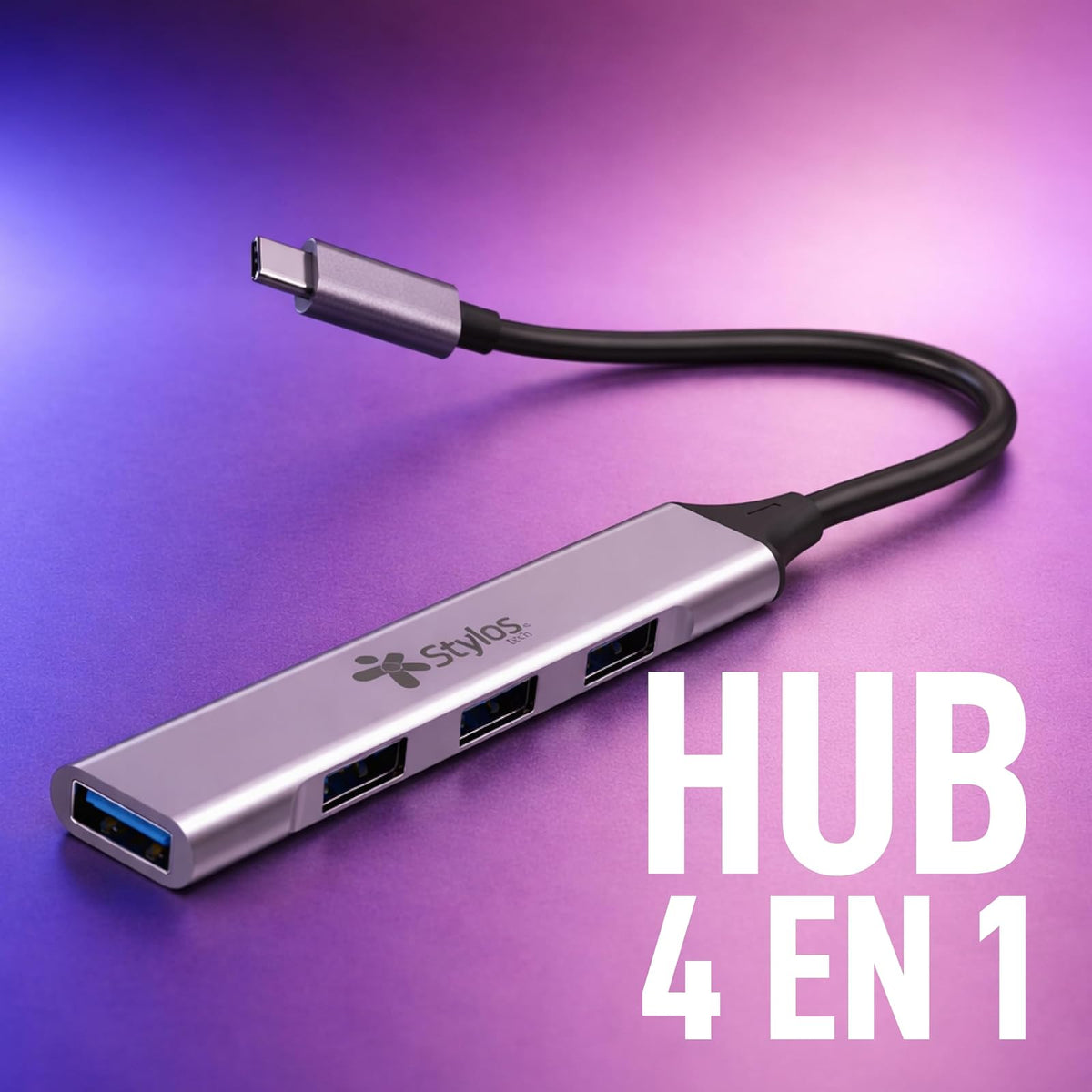 Hub de 4 Puertos USB a Tipo C Stylos Tech