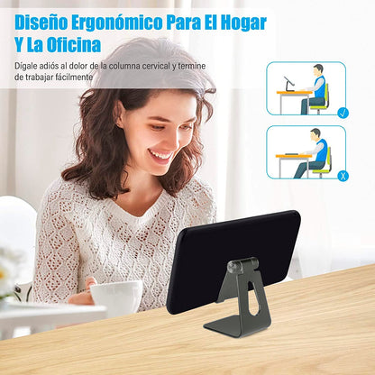 TXG Universal Soporte Celular, Soporte de Tablet Multiángulo, Base Tablet Compatible con Tablet/Teléfono Celular Inteligente, Base para Celular Plata (Negro)